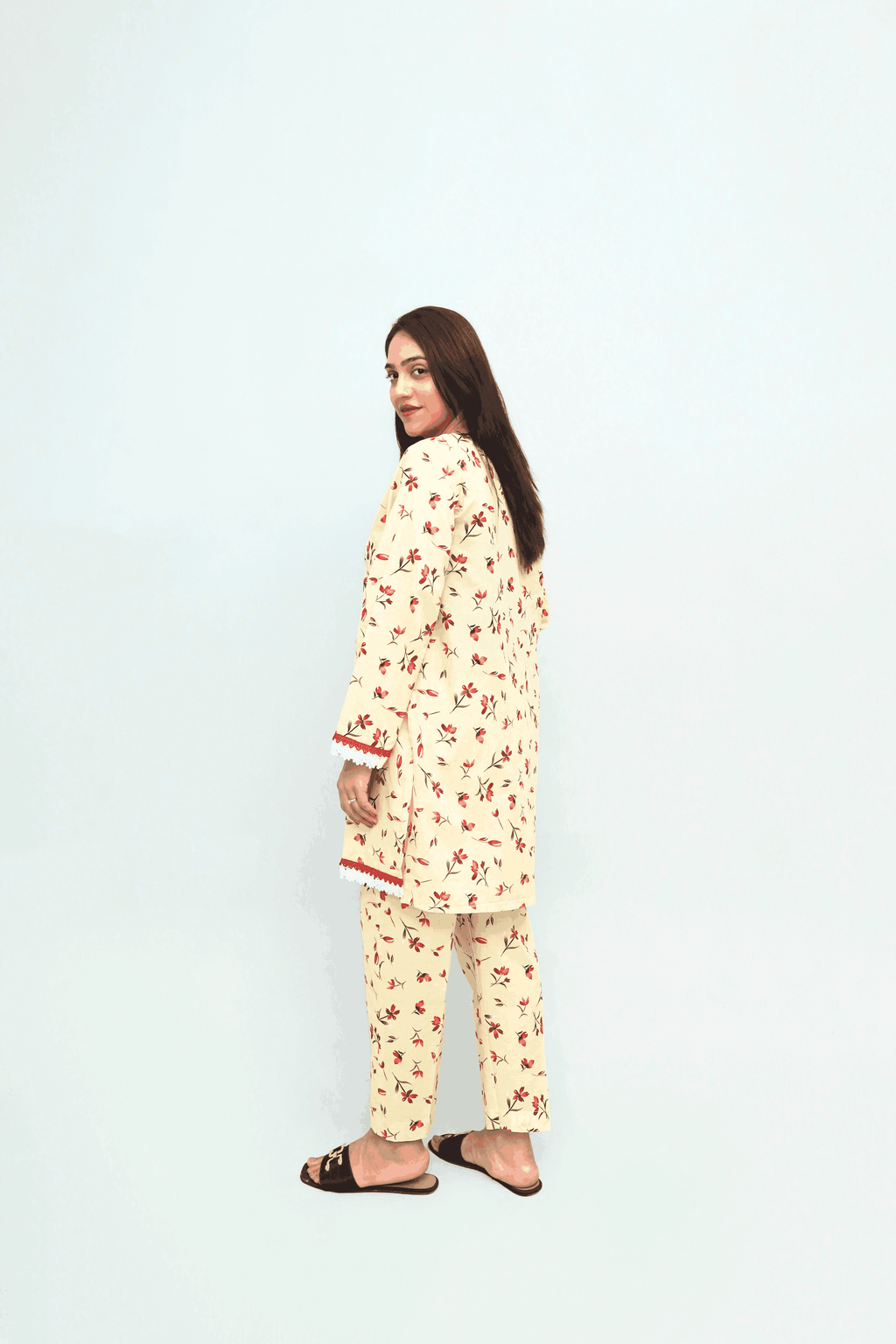 Creamy Floral Lawn Co-Ord Set