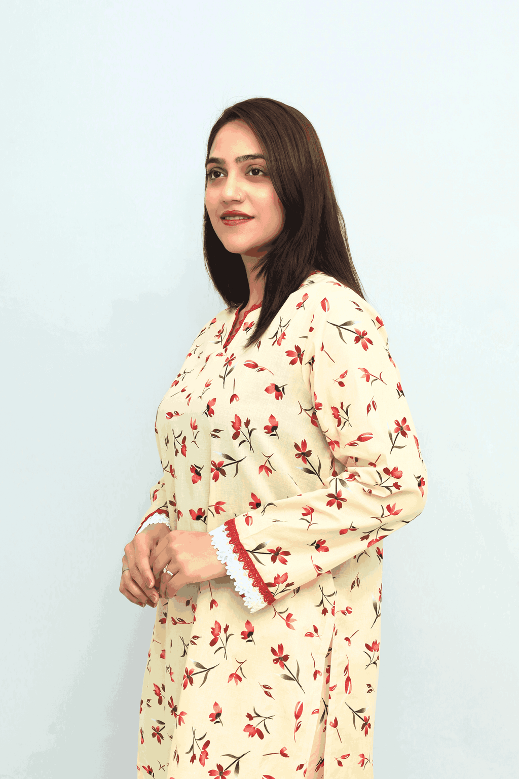 Creamy Floral Lawn Co-Ord Set